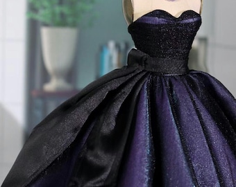 Donkerpaarse BJD-poppenjurk voor poppen op schaal 1/6, 1/4 en 1/3