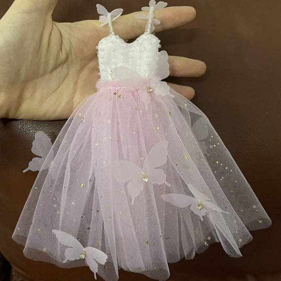 Pink Butterfly Doll Dress, BJD Outfit, Ob24 or 1/6 Doll