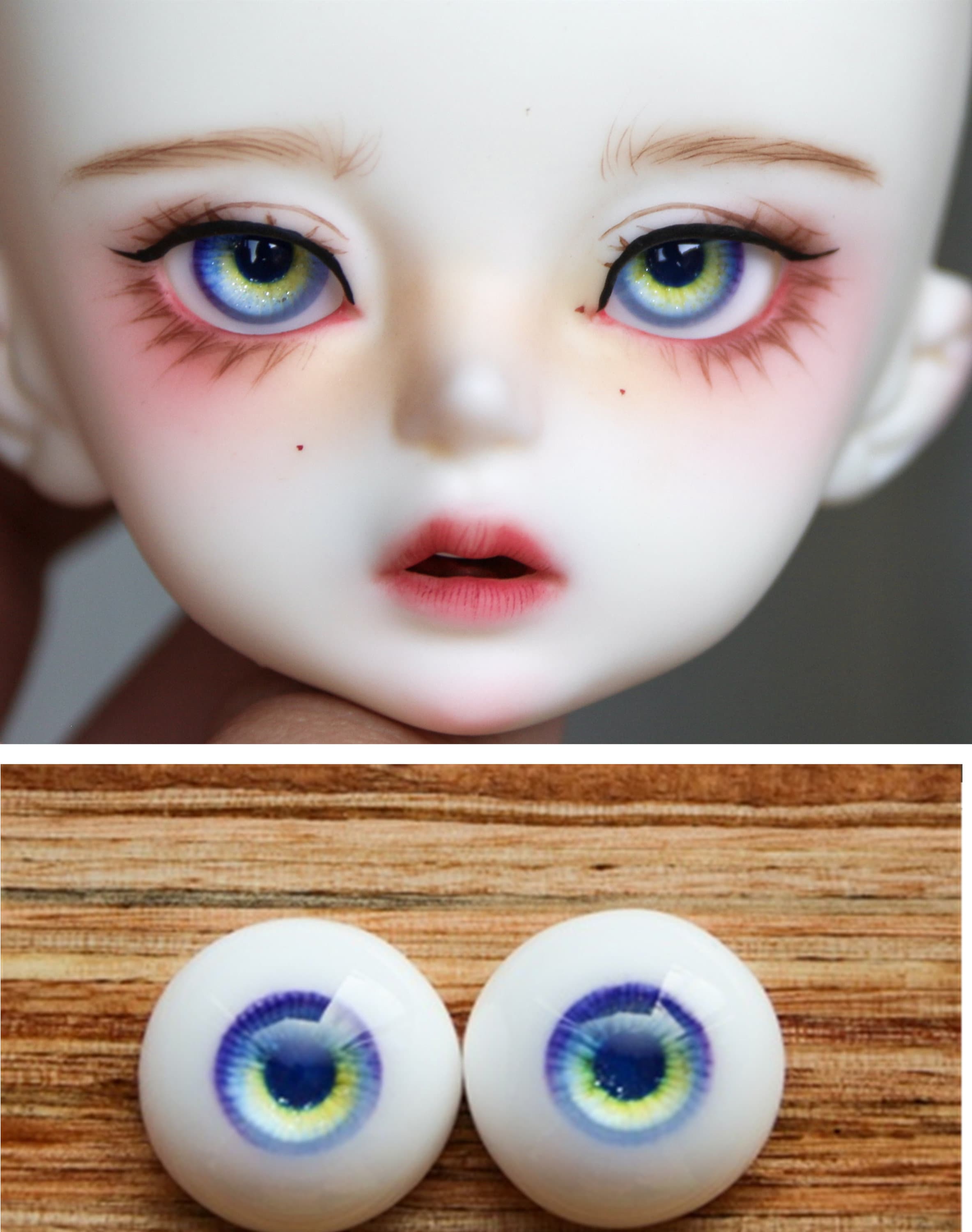 Pink Doll Eyes Flower Pattern Resin Eyes 1/3 1/4 1/6 BJD Eyes for Dolls  Accessories,safety Eyes Toy Eyes 12mm 14mm 16mm 18mm Small Iris 