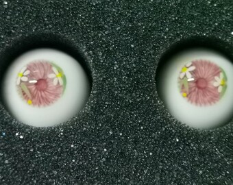 Pink Doll Eyes Flower Pattern Resin Eyes 1/3 1/4 1/6 BJD Eyes for Dolls Accessories,Safety Eyes Toy Eyes 12mm 14mm 16mm 18mm Small Iris