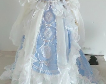 BJD-poppenkleding, blauwwitte jurkoutfit, 1/3 1/4 poppenaccessoires