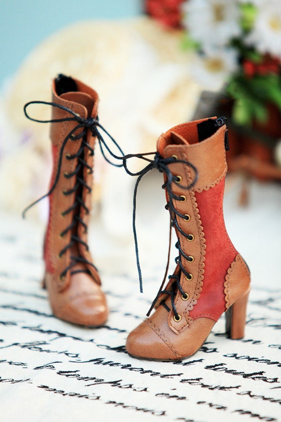 Miniature Leather Shoes,1/3 Bjd Shoes,High Heel Doll Boots for Bjd Girl Doll