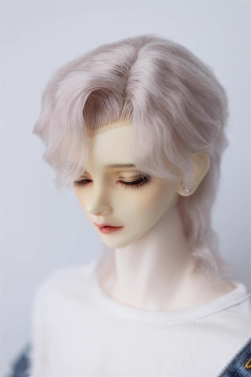 BJDボーイドール用ウィッグ、ショートカールモヘアウィッグ、7-8インチ