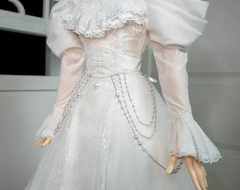 Handmade 75cm 1/3 BJD Doll Clothes: Classical White Lace Wedding Dress Outfit