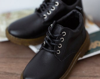 Black Leather Doll Shoes, BJD Miniature Boots, 1/3 Scale