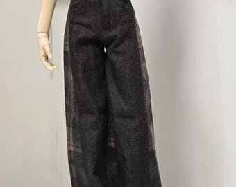1/4 1/3 70cm 75cm Bjd Uncle Doll Pants,id75 Bjd Clothes Plaid wide-leg Jeans Flare Pants Bjd Trousers for SD Msd Bjd Dolls