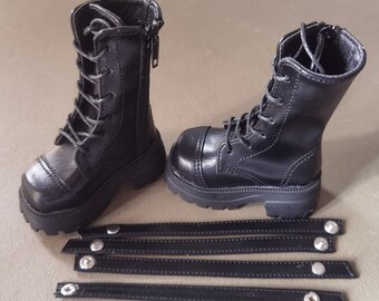 1/4 Bjd Shoes,Black Leather Shoes Miniature Doll Boots for Dolls Accessories,Fashion Doll Shoes (Inner Size 6.2*2.5cm)