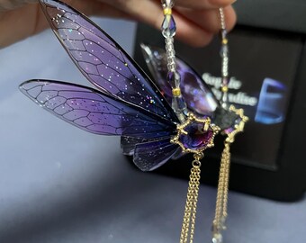 Schmetterling Kopfschmuck für 1/3 1/4 BJD Doll, Cyan Lila Haarschmuck