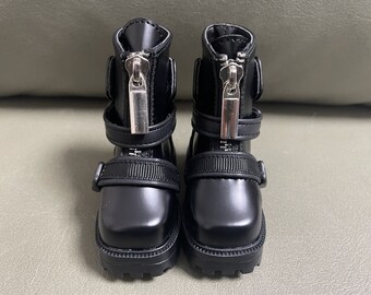 1/4 Bjd Shoes,Black Leather Shoes Miniature Doll Boots for Dolls Accessories,Fashion Doll Shoes (Inner Size 6.2*2.5cm)