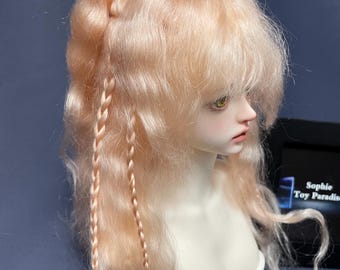 Cute Doll Wig Mohair Curly Wig 1/3 1/4 1/6 Bjd Wigs for Bjd Doll Accessories,Long Doll Hair High Ponytail Wig for Dolls
