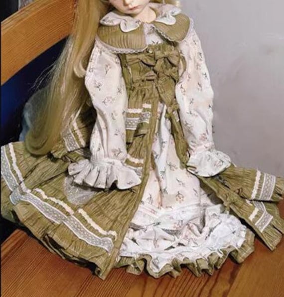 Country Style Long Sleeve Floral Dress for Bjd Girls,1/3 1/4 1/6 Bjd Clothes Fashion Doll Clothes for Bjd Girls