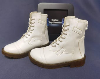 1/4 1/3 Bjd Shoes for BJD Doll Accessories,Miniature Leather Shoes Doll Boots for Boy Dolls,White/Black Boots