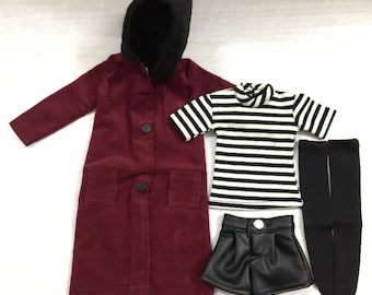 Doll Clothes Outfits for Dolls Accessories,Fashion Doll Coat Sexy Leather Pants T-shirt Doll Clothing for 1/3 1/4 1/6 Bjd Doll