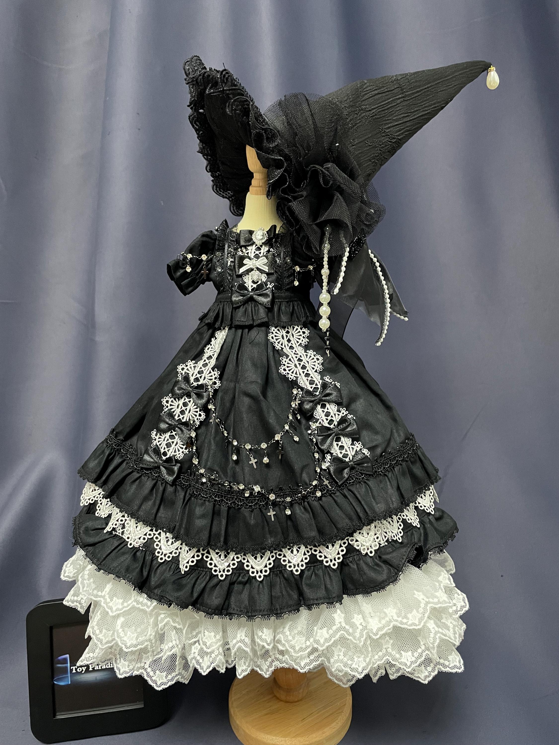 1/4 Preorder Lolita Dress+hat,black Witch Doll Clothes Set BJD Msd