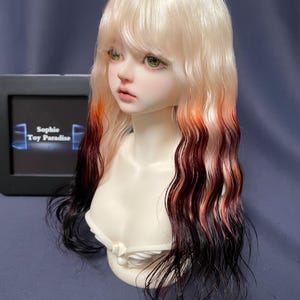 Custom Bjd Wig 1/4 1/3 Blyth Preorder Curly Wigs Mohair Wavy Long Hair Brown Black Blue Purple Blonde