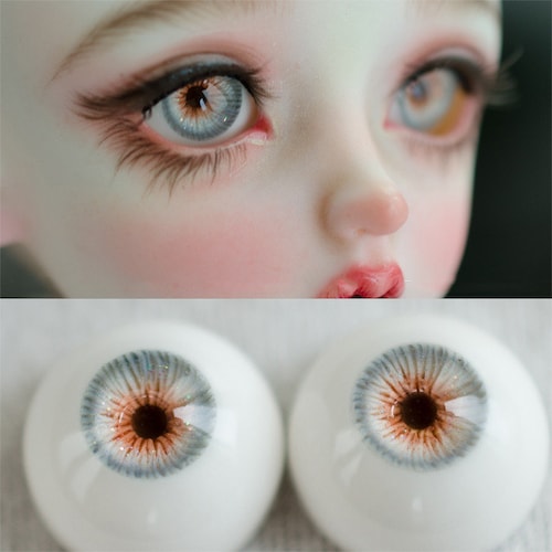 10MM Light Pink Iris Yellow Pupil Glass BJD Eyes for Joint 1/6BJD Dollfie 