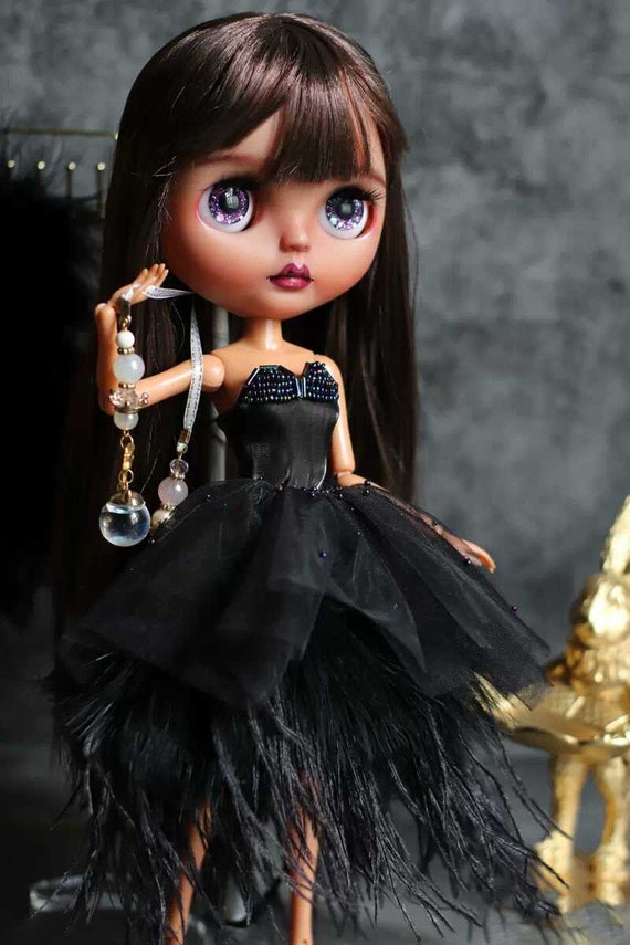 Taille robe noire Robe de soirée pour poupées Barbie chic, tenue classique  très élégante avec accessoires pour filles, parfait pour cadeau, BJD, 1/6