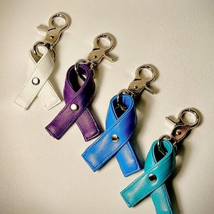 Handmade Vinyl Awareness Ribbon Keychains-durable and Thoughtful Gifts ...