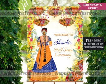 Editable Half Saree Ceremony Welcome Sign: Tamil Ceremony (Digital Download)