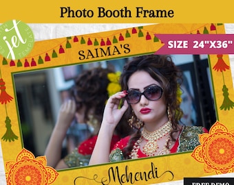 Editable Mehndi Photo Booth Frame: Indian Wedding Decor (24"x36") (Digital Download)