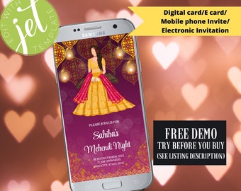 Mehndi Mobile Invitation: Indian Wedding Henna Party (Digital Download)