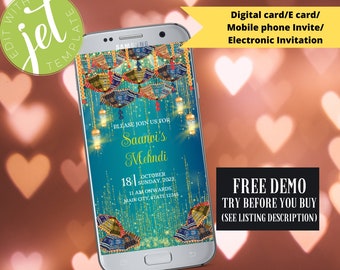Mehndi Mobile Invitation: Indian Wedding Invites (Digital Download)