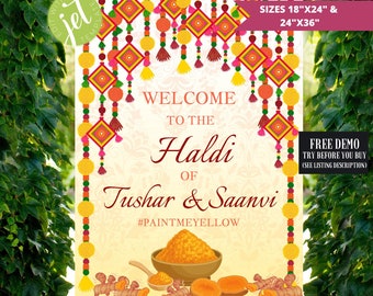 Haldi Sign, Haldi Welcome Sign, Vatna Sign, Maticoor Sign, Gaye Holud Sign,Hindu Wedding Haldi Sign, Indian Weddings, Haldi and Mehendi sign