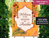 Customizable Mehndi Welcome Sign: Indian Wedding Decor (Digital Download)