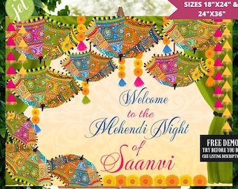 Customizable Mehndi Welcome Sign: Indian Wedding Decor (Digital Download)