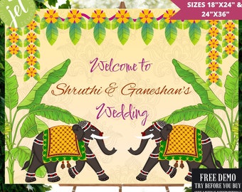 Wedding Welcome Sign, Housewarming Sign, Hindu Wedding, South Indian Wedding sign, Indian Weddings, Haldi and Mehendi sign, Annaprashan Sign