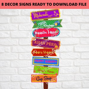 Ready to USE Mehndi Signs, Desi Wedding Decor Signs, Mehendi Decorations, Indian Wedding Decor, Nacho Tappo, Directional Signs forHennaParty