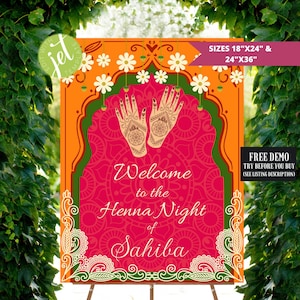 Mehendi Welcome Signage as Indian Wedding Welcome Signage, Mehndi Welcome Signs as Mehndi Signage, Bridal Welcome signs Henna & Mendhi signs