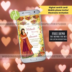 Mehndi/Dholki/Sangeet Mobile phone invite, Mehndi invitation, Henna Party Invitation, Mehndi Invites, Haldi digital invite, Girl mehndi
