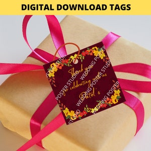 Customizable Indian Wedding Favor Tags: Mehndi, Sangeet (Digital Download)