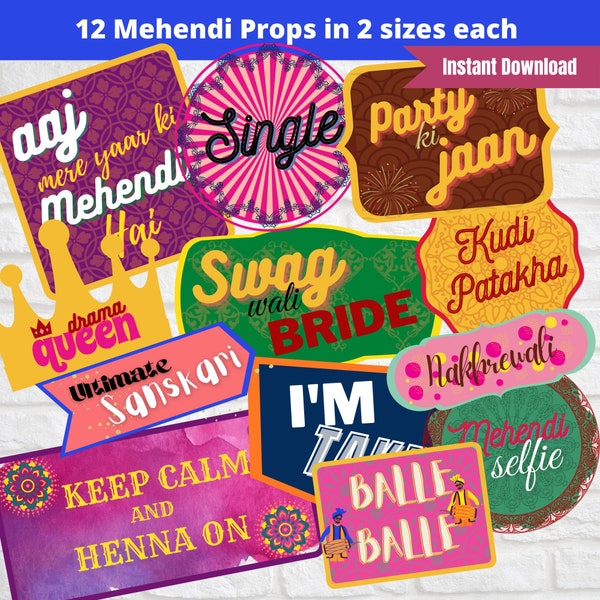 Mehendi props, photobooth props, Desi props, wedding props, bollywood photobooth props, desi wedding props, Pakistani Weddings