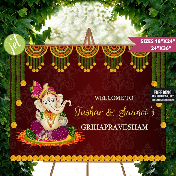 HouseWarming Sign, Grah Shanti Sign, Haldi Sign, Welcome Sign, Hindu Wedding Haldi Sign, Indian Weddings, Annaprashan, House Warming Sign