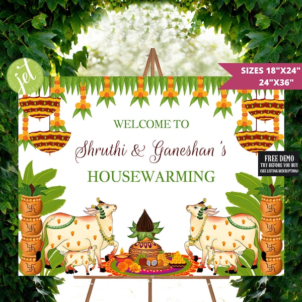 HouseWarming Sign, Grahapravesh Sign, Gruhapravesh Sign, New House Welcome Sign, Indian Housewarming welcome Sign, Indian House Warming Sign