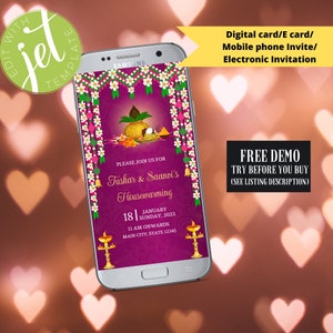 DIY Indian Housewarming Phone Invite, Grah Shanti Puja Invite, Gruhapravesham Invite, Grihapravesham Invite, Vastu Shanti Invite, PujaInvite