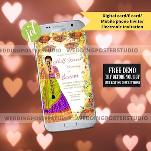 Half Saree Ceremony Digital Invite: Langa Voni Invitation (Phone)