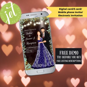 Reception Invites, Desi Reception Ceremony digital invite, Roka Ceremony Digital Invite, Engagement Ceremony Phone invite, Rokha Ceremony
