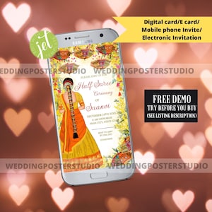 DIY Half Saree Ceremony Digital Invite, Langa Voni Invite, Tamil ceremony phone Invite, Ritu Sanskar Card, Puberty Ceremony Invite