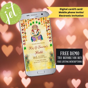 Indian Housewarming Invitation: Ganesh Puja, Haldi, Pithi (Digital Download)