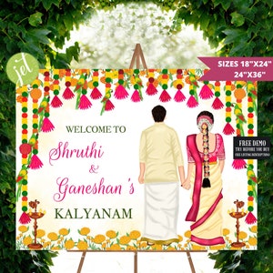 South Indian Wedding Welcome Sign: Tamil & Telugu Kalyanam (Digital Download)