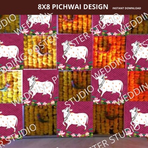 Pichwai Cow, Pooja Decor, Pooja Backdrop,wedding Decor, Indian Kolam Pooja,  Pooja Backdrop Decoration 