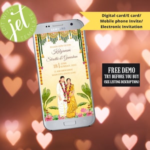 South Indian Wedding Invitation: Kalyanam, Tamil & Telugu (Digital Invite)