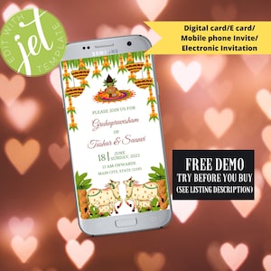 Editable Gruhapravesham Invitation: Indian Housewarming, Puja Invite (Digital Download)