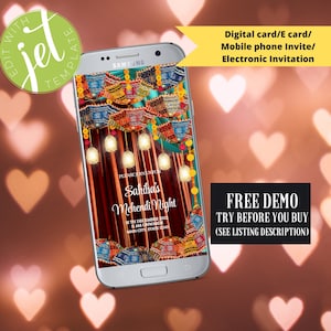 Haldi/Mehndi/Dholki/Sangeet Handy einladen, Mehndi Einladung, Henna Party Einladung, Mehndi lädt ein, indische Hochzeit lädt ein