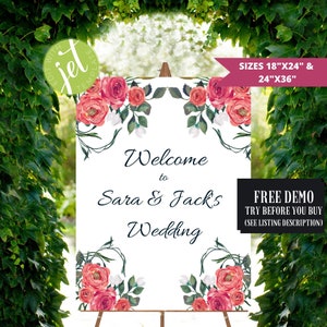 Rose Themed Wedding sign, Reception sign, Wedding Celebration sign, Wedding Welcome Sign, Indian wedding Decor