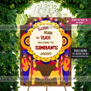 Punjabi Wedding Welcome Sign: Jaggo Night, Maiyan (Digital Download)