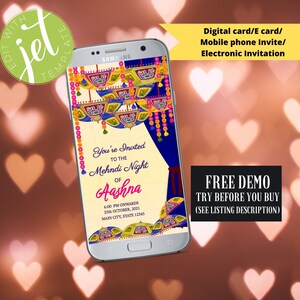 Haldi/Mehndi/Dholki/Sangeet Handy einladen, Mehndi Einladung, Henna Party Einladung, Mehndi lädt ein, indische Hochzeit lädt ein